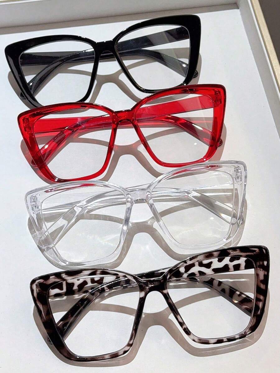 1/4 par de gafas de marco transparente minimalista de gran tamaño, adecuadas para uso diario - Multicolor - Ver 1