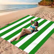1pc Green Striped Pattern Beach Mat, Extra Large Beach Mat, Lightweight And Durable. Perfect For Travel, Camping And Picnic. Adult Extra Large Size. Perfect For Beach And Outdoor Adventure (Not A Beach Towel) - Multicolor - View 8