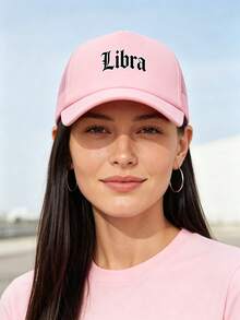 Rosa Mesh Trucker Cap mit Buchstaben-Logo, atmungsaktive Sommerkappe für Frauen, verstellbare Baseballkappe mit Sonnenschutz, Streetwear-Accessoire für Outdoor - Pink - Übersicht 2