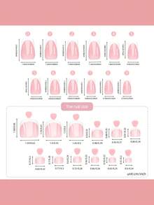 144片法式指尖穿戴式甲片與腳趾甲套組,亮面粉色棺材形假指甲全包覆壓克力甲片,附短方腳趾甲,適合女性與女孩 - 彩色 - 查看 7