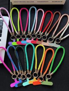 Cordón corto para teléfono, correa de muñeca minimalista y de moda anti-pérdida para viajes al aire libre, senderismo, compras, colgante de funda de teléfono anti-caída con gancho de metal, cuerda colgante duradera y resistente a roturas para hombres y mujeres - Multicolor - Ver 7