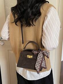 Bolso de mano casual versátil de color bloque de moda mini para mujer - Café - Ver 5