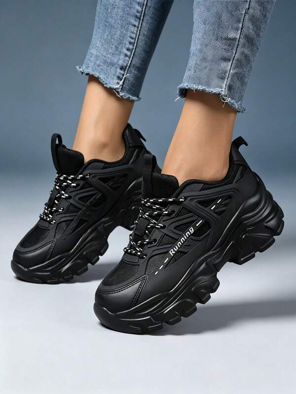 Cool Teen Girls Black Suede Mules With Chunky Sole & Buckle Streetwear For School & Parties