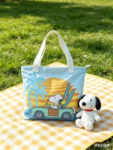 SNOOPY 1pc Cartoon Print Large Capacity Canvas Tote Bag, Casual One Shoulder Handbag, Suitable For Daily Commute, School, Ideal Gift For Birthday, Valentine's Day, Back To School, Graduation - View 3