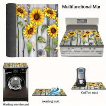 1pc Wood Grain Sunflower Diatomaceous Earth Kitchen Countertop Mat, Highly Absorbent, Suitable For Tableware, Coffee Machine, Microwave, Etc. Fashionable Watercolor Design, Ideal Choice For Modern Kitchen. - Multicolor - View 10