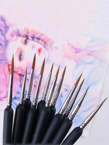 1 Set Wolf Hair Pointed Brushes, Line Brushes, Watercolor Brushes, Soft Bristle Oil Painting Brushes, Fine Point Line Brushes, Contour Brushes, Essential For Valentine's Day, Wedding, Birthday Painting - Sets - View 9