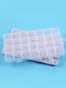 1pc 28-Grid Rectangular Plastic Jewelry Box, Multi-Compartment Storage Container, Earrings Beads Craft Organizer Display Case, Portable Jewelry Storage Solution For Women Girls Accessories Organization - Multicolor - View 5