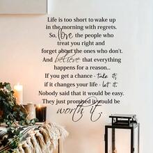 3-Piece Set Use This Inspiring Wall Decal Quote To Add Meaning To Your Home Decor - Life Is Too Short To Wake Up In The Morning And Regret (23 X 28 Inches) - one-size - View 1