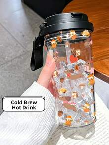 1pc/5pcs 500ml Autumn Dachshund Hedgehog Theme Insulated Cup, 500ml Plastic Cup With Straw And Lanyard, Leak-Proof Flip Lid, Cold Brew Hot Drink Iced Coffee Water Cup, Suitable For Dog Lovers Daily Use - Multi-color - Diverse Dachshunds - View 13
