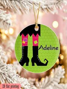 Personalized Witch Boot Ornament Customized Name Keepsake, Dual-Use Halloween & Christmas Tree Hanging Decor Gift - Multicolor - View 3