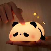 GLOOPRO Panda Night Light, Baby & Children Bedroom Bedside Lamp With Touch Sensor, Soft Silicone Lamp, Bedroom Desk Decor, Birthday Gift - Panda Cub - View 7