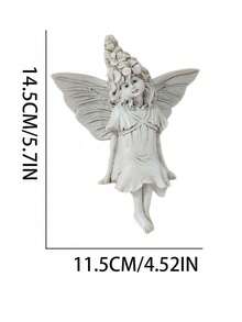 Resin Sitting Fairy Statue With Floral Hair Ornament And Wings, Weather-Resistant Fairy Sculpture For Outdoor Garden, Yard, Patio, Balcony Decoration, Suitable For Backyard And Home Use - Flower Winged Fairy - View 10