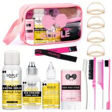 Goiple 14pcs Waterproof Wig Installation Kit,Strong Hold Lace Glue, Fast Dissolve Remover,Quick-Dry Melting Spray,Edge Wax Stick & HD Wig Caps, Brushes,Combs,Hair Razor,Wig Band & Portable Bag, Beginner Friendly Kit,For Black Hair Home Salon Travel Gift Use - 14pcs假髮安裝套裝 - 查看 12