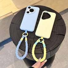 1pc Summer Fresh Dopamine Solid Color High-Quality New Handmade Woven Short Phone Lanyard Wrist Strap - Multicolor - View 2