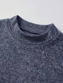 Men's New Fashion Mixed Yarn Knit Half-High Neck Long Sleeve Base Layer Top, Drop Shoulder Pullover For Daily Wear - Dark Grey - View 8