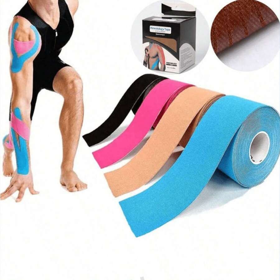 1pc Sweat-Proof Elastic Knee Bandage, Muscle Tape, Sports Muscle Protection Tape; Suitable For Fitness/Running/Cycling/Climbing, Easy To Use And Fit Sports Protection Product, Sports Protection Bandage.