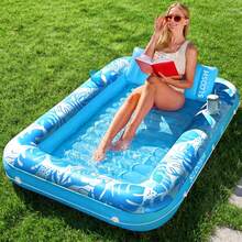 Inflatable Pool Lounge Chair, Sunbathing Lounger, Adult Pool Float, Floating Sunbed For Outdoor Pool, Lake, River And Ocean Fun; Pool Party Supplies, Summer Inflatable Swim Ring - A - View 17