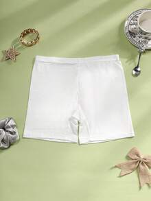 CELILIN 4pcs/Pack Solid Color Women's Boxer Briefs, Black And White Versatile Skin-Friendly Comfortable Base Shorts - Multicolor - View 4