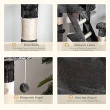 Hanging Cat Tree, Ceiling Height (240-260 Cm), For Large Cats, With Dark Grey Sisal Rope For Playing And Relaxing. - 深灰色 - 查看 6
