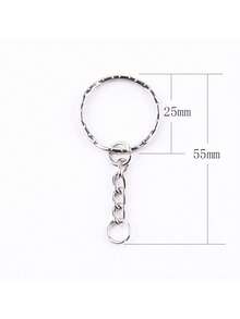 Bestseller 25MM Metal Flat Embossed Rings 50PCS Multi-Use Connector Circles DIY Key Ring Perler Bead Chain Jewelry Making Supplies - Silver - View 2