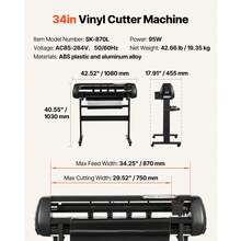 Vinyl Cutting Machine, With A Maximum Feed Width Of 87 Cm, Double Blades And LED Display, With Sticker Sheets, Transfer Films And Signmaster Software, Black - Lasts - View 7