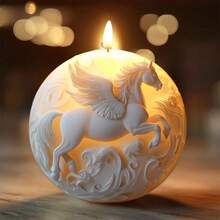Steed Wings Flying Horse Spherical Candle Silicone Mold Flying Horse 3D Spherical Candle Silicone Mold Running Flying Horse Resin Gypsum Mold Decorative Gift Handicraft Mold - A-White - View 2
