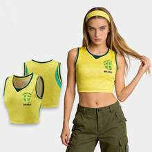 Camisetas de fútbol de la Copa del Mundo, camisetas de Argentina y México, chalecos deportivos de manga corta - Brasil 2 - Ver 1