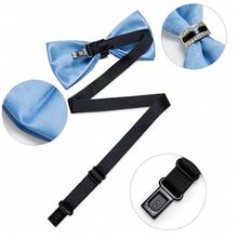 5Pcs Blue Jacquard Men Accessory Set, Bow Tie Pocket Square Cufflinks Brooch Detachable Ring,Random Cufflink Patterns,Accessories For Wedding - Blue - View 3