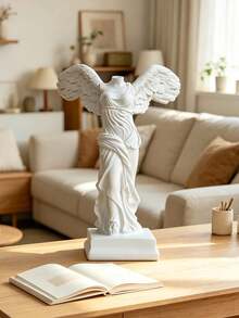 This White Resin Angel Statue, With Its Broken Arms And Wings, Is An Ideal Choice For Placing In Bedrooms, Living Rooms, And Other Spaces. It Serves As A Relaxing Corner, A Thoughtful Gift, An Artistic Decoration, And A Home Decor. - A - View 5