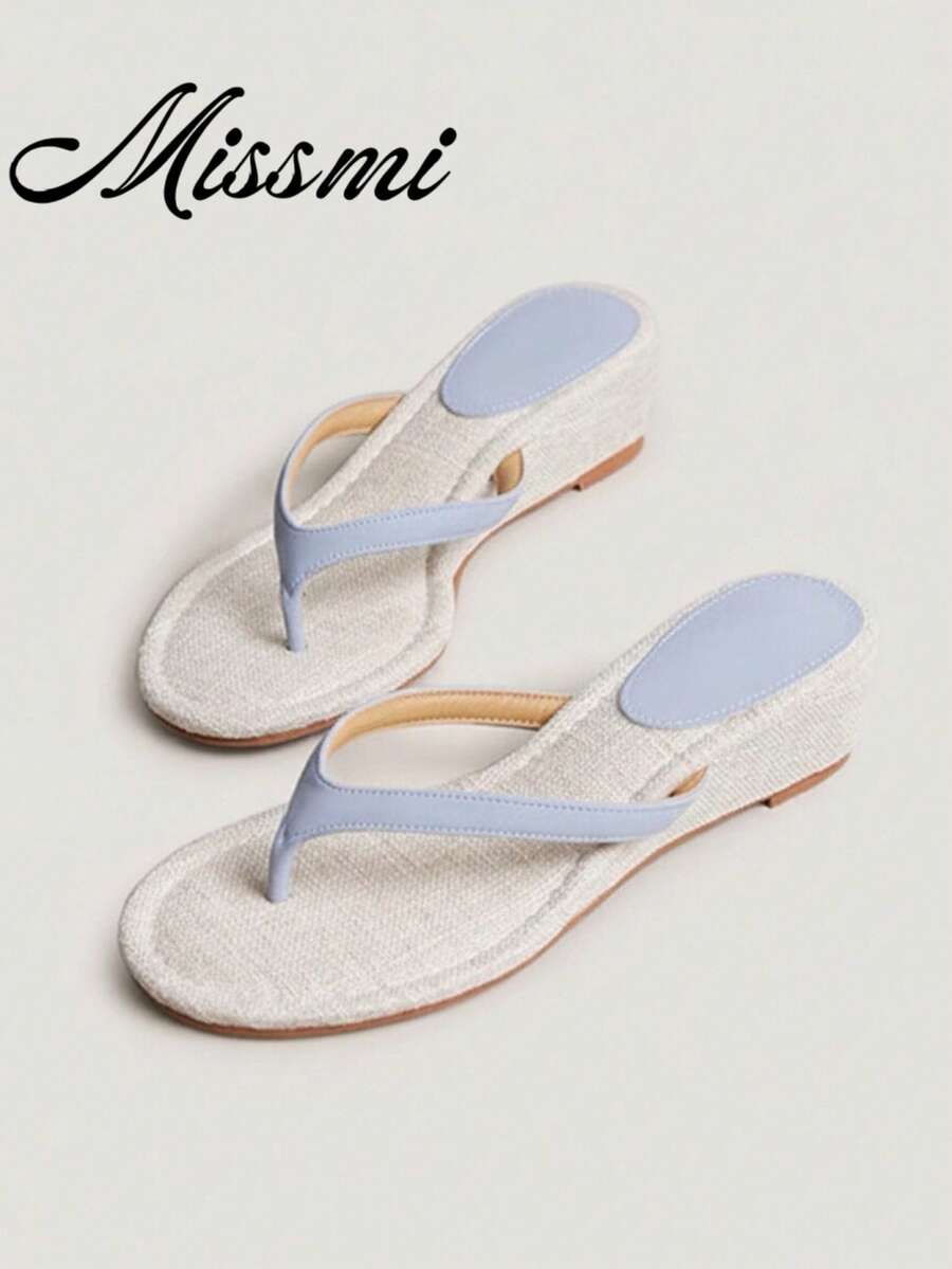 2026 Spring/Summer New Women's Square Toe Thong Kitten Heel Sandals