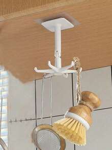 3/1 pieza Gancho giratorio para baño, gancho multifuncional de 6 garras, sin taladro sin adhesivo, uso en gabinete de plástico, estante de almacenamiento de utensilios de cocina expandible - Multicolor - Ver 5