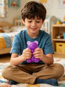 1pc Bear Hand-Painted Maltose Squishy Stress Relief Toy, Slow Rebound Squeeze Toy, Pretend Play Bear Gift For Boys And Girls, Ultra-Thin Smooth Texture, Multi-Functional Sensory Stress Relief Toy, Ideal Desktop Relaxation And Office Stress Relief Gift - Multicolor - View 4