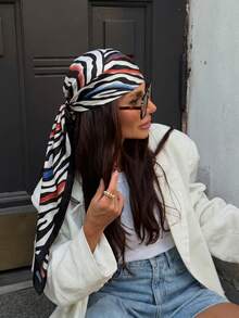1pc Women's Bohemian Vintage Leopard Print Bandana Scarf, Suitable For Daily Wear And Beach Vacation - Black - View 3
