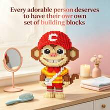 1880pcs Large Monkey King Building Blocks Set, Creative Interlocking DIY Assembly Toy, Suitable For Adults And Teenagers, Party Games, Office And Home Decor, Durable Plastic Construction Kit - Blue and White - View 5