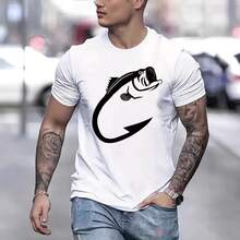 New Short-Sleeved T-Shirt With Round Neck, Printed, Loose And Versatile For Men, Ideal For Cross-Border Trade, In Stock. - White - View 2