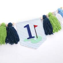 1SET Conjunto de Bandera para Silla Alta de Golf y Sombrero para 1er Cumpleaños - 1 Bandera para Silla Alta y Sombrero de Cono de 1er Cumpleaños con Borlas para Niños, Adecuado para Fiesta Temática, 1er Cumpleaños, Decoración de Fondo de Fiesta, Niño de 1 Año, Accesorios para Fotos - Multicolor - Ver 13