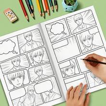 1本 30頁空白漫畫書素描本，DIY漫畫繪圖筆記本，含多種分格版面、對話框與漫畫爆炸設計，經典分格風格藝術日誌，適合手繪、創意寫作與送禮 - 均碼 - 查看 4