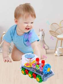 1 pieza Tren eléctrico omnidireccional transparente para niños unisex, luces de colores, música, simulación de engranajes - Color de accesorio aleatorio, niños y niñas, regalo de cumpleaños, Navidad - Ver 11