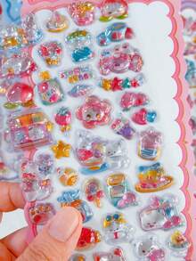 Japanese Style Mini Sweet 3D Embossed Unicorn Stickers, Cute Planner DIY Decorative Stickers, Stationery Diary Decoration, Student Supplies - Multicolor - View 7