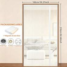 Magnetic Screen Door, Side-Opening Double-Sided Installation Magnetic Mosquito Net Door, Mosquito-Proof Door Curtain, Polyester Fiber Mesh, High-Density Breathable Screen, Balcony Patio Fly And Insect-Proof Door Curtain, With Installation Accessories - White - White - View 9