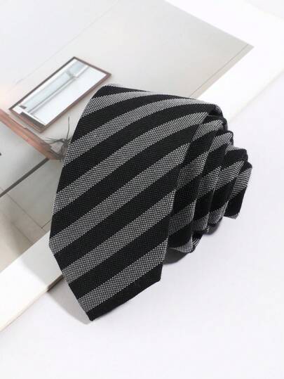 1 pieza Corbata de hombre con patrón de rayas, estilo minimalista, anudada a mano, adecuada para fiestas, negocios, desplazamientos, uso diario con traje, uso al aire libre