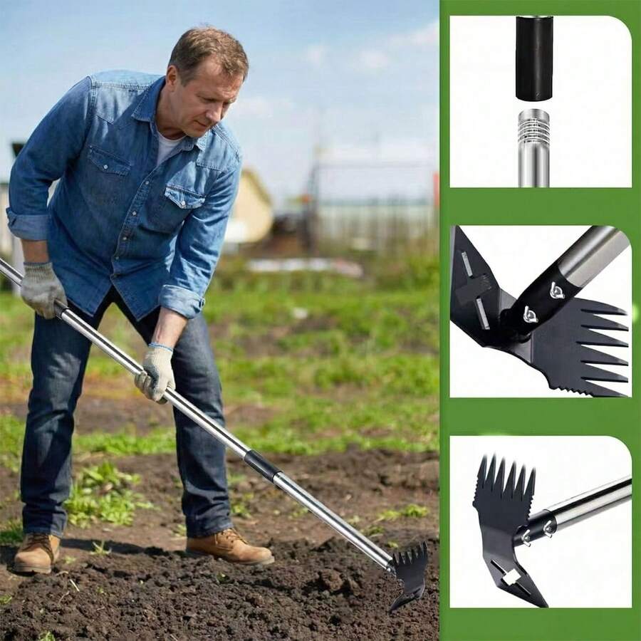 Manual Steel Weeding And Loosening Tool, Easy And Effortless Labor, Anti Slip Handle With Hole For Hanging Design, Easy To Assemble, Firm And Reliable - A - View 1