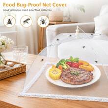 2/1pc White Foldable Food Cover, Breathable Mesh Dust-Proof And Fly-Proof Cover For Home Kitchen Cooked Food, Fruits And Vegetables - Multiple Styles - View 3