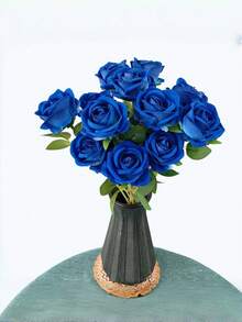 1/5/12/20/40pcs Deep Blue 20 Inch Valentine's Day Gift Artificial Flowers, High-End Artificial Roses, Suitable For Home Decor, Room Decor, Tabletop Decor, Wedding Decor, Bridal Bouquet, Wrist Corsage, Bouquet Materials - Blue - View 5