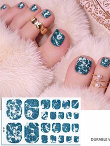22Tips Stiker Kuku Kaki Berkilau Motif Marmer Biru Retak, Bentuk Persegi Pendek, Tahan Air, Stiker Seni Kuku Kaki, Perekat Mandiri, Penutup Penuh, Pola Marmer, Stiker Kaki Musim Panas - MultiWarna - View 10