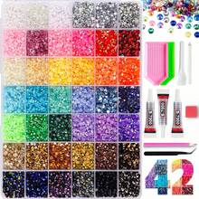 42 Colors Jelly Resin Flat Back Rhinestone Set, Includes Glue, Tweezers, Rhinestone Pen, Spoon And Multi-Color Rhinestones, Suitable For DIY Handmade Crafts, Diamond Painting, Shiny Art Decoration, Phone Cases And Other Rhinestone DIY Application - Resin Diamonds - View 1
