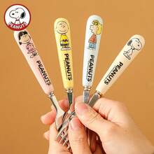 Cuchara de acero inoxidable auténtica de Snoopy con mango de cerámica, cuchara para sopa, tenedor, utensilios para arroz, tenedor para frutas - Ver 4