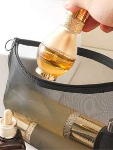 4 piezas Bolsa de maquillaje de malla transparente/Bolsa de aseo portátil de gran capacidad/Diseño hueco - Ver 3