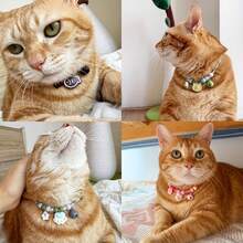2pcs/Set Colorful Pet Collar Set, Adjustable Cat And Dog Collar With Bell, Cute Paw Print Bell Design, Multi-Color Dopamine Style, Adjustable Buckle, Suitable For Cats And Small Dogs Pet Couple Collar, Random Color - Multicolor - View 4