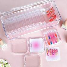 15PCS Press-On Nail Storage Set Includes 1 Organizer, 14 Nail Display Nail Instructions And Double Sided Adhesive Artificial False Nail Box Acrylic Organizer Nail - 多色 - 查看 8